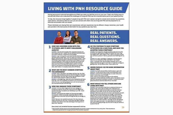 Downloadable living with PNH patient resource Q&A guide